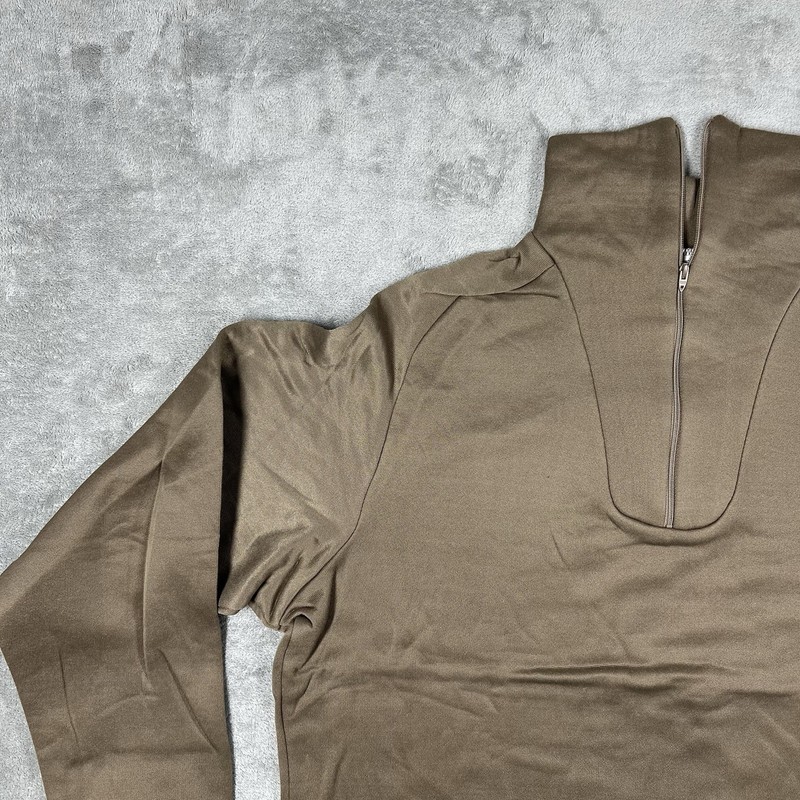NEW Military Issue Cold Weather Undershirt Men’s Large 1/4 Zip Brown Pullover gallery