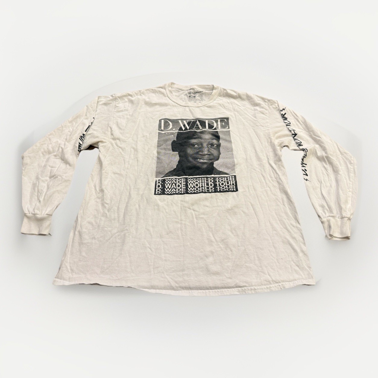 Bleacher Report Mens White Dwayne Wade World Tour Long Sleeve Shirt Size XL gallery