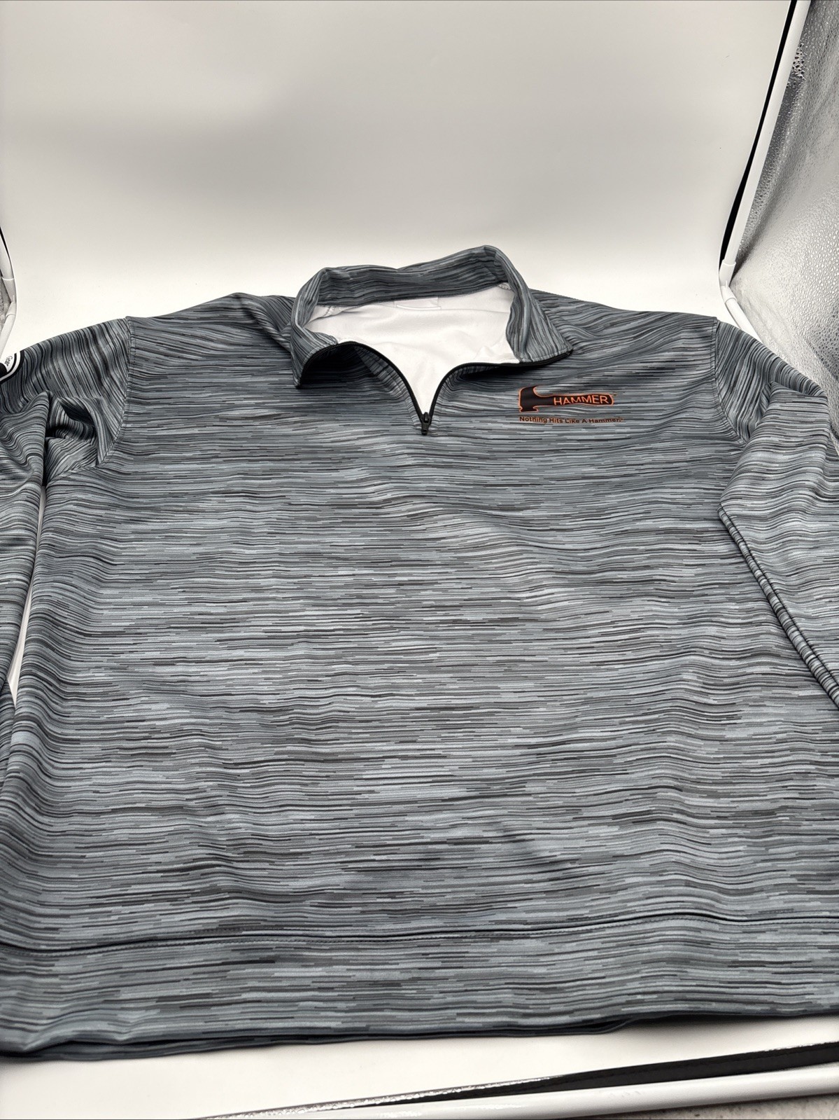 Hammer Bowling Ball Gear Pullover Sweat Shirt Mens Size XXL Quarter Zip Blue gallery