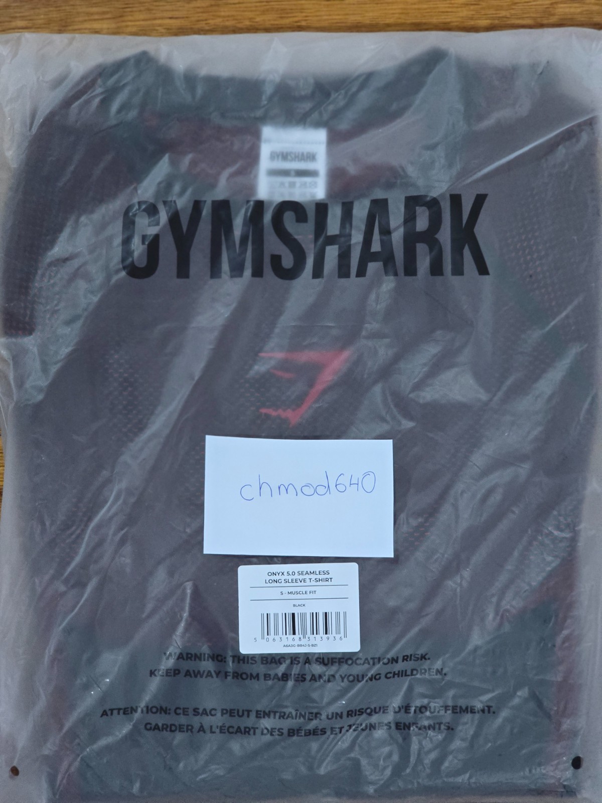Gymshark Onyx 5.0 Seamless Long Sleeve T-Shirt Black/Carmine Red – Small (S) 2 gallery
