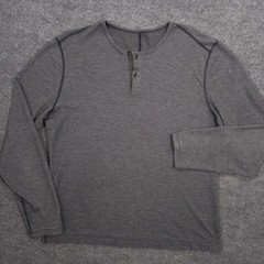 Lululemon Henley Shirt Mens Large Gray Long Sleeve Outdoor Preppy Hiking Casual