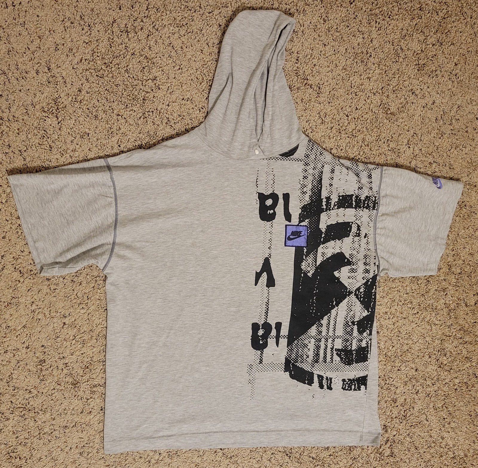 VTG 80s Nike Men's XL Gray Hoodie T-Shirt Short Sleeve Streetwear SB gallery