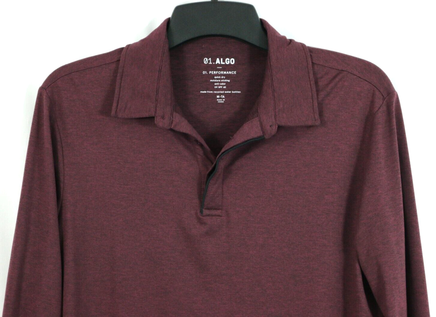 01.Algo Performance Polo M Tall Button Neck Long Sleeve UV SPF 40 Quick Dry gallery