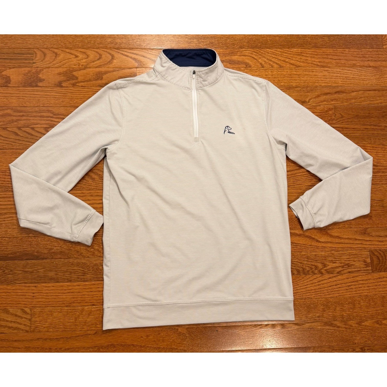 Rhoback Q Zip Pullover Performance Shirt Mens Small Gray/White Striped Golf gallery