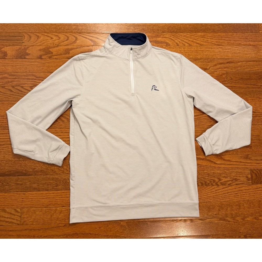 Rhoback Q Zip Pullover Performance Shirt Mens Small Gray/White Striped Golf