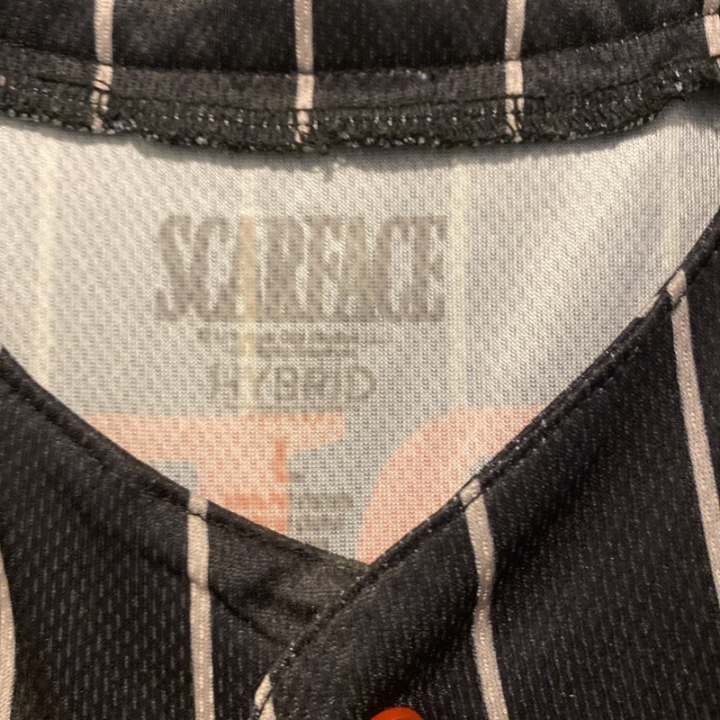 Scarface Black White Pinstripe Baseball Jersey Size Large “The World Is Yours” gallery