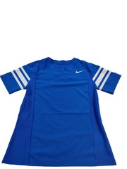 Men’s Small Light Blue & White Striped Short Sleeve Nike Dri-Fit Athletic Shirt
