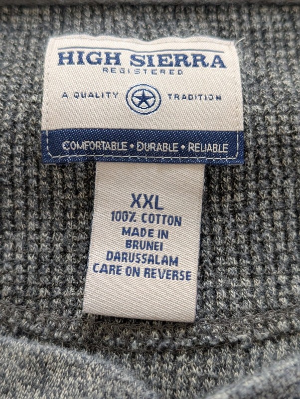 VTG High Sierra Green Waffle Knit Thermal Henley Shirt Men’s XXL Outdoor Grunge gallery