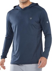 Men’s Sun Protection Shirt UPF 50+ Hoodie Long Sleeve Fishing Swim Rash Guard…