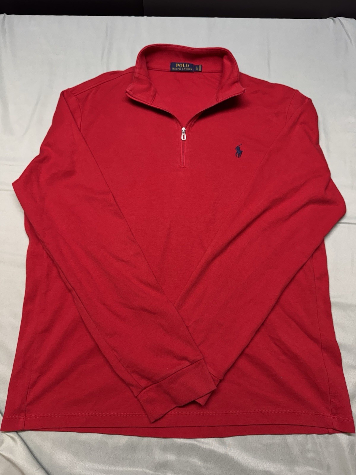 Polo Ralph Lauren Red Lightweight 1/4 Zip Long Sleeve Mens Large - Casual Soft gallery