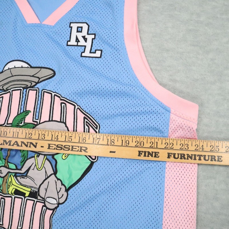 Rolling Loud Miami 22 Basketball Jersey Mens XL Blue Pink Mesh Hip Hop Festival gallery