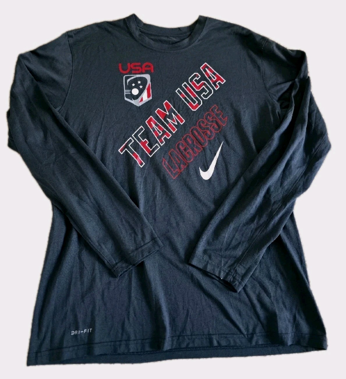 Nike Team USA Lacrosse Mens Gray Top Ls Sz L gallery