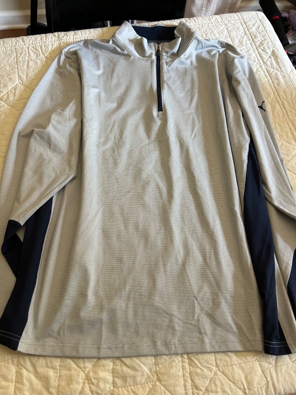 Puma Light Gray and Navy Quarter-Zip Athletic Pullover gallery