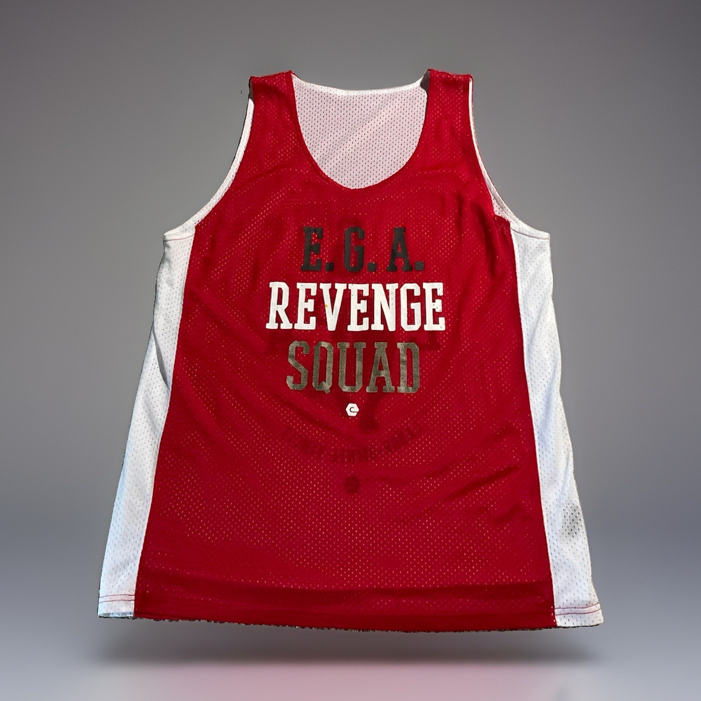 Men’s Reversible Mesh Jersey Tank Top Red/White Graphic Logo Scoop Neck L gallery
