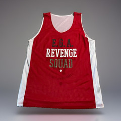 Men’s Reversible Mesh Jersey Tank Top Red/White Graphic Logo Scoop Neck L