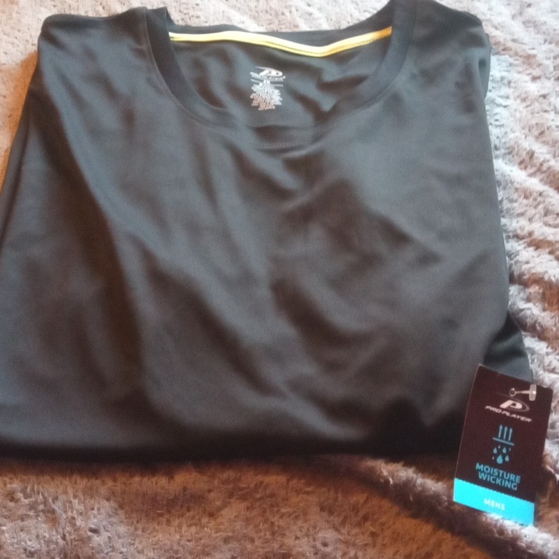 Pro Player Men's Moisture Wicking Crew Neck Short Sleeve T-Shirt Black 2X gallery