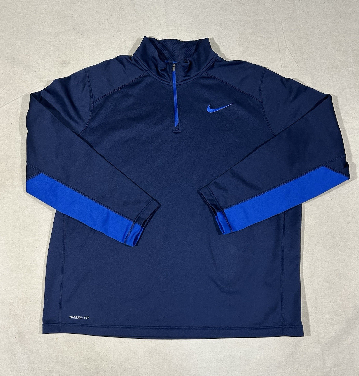 Nike Therma-FIT 1/4 Zip Pullover Fleece Lined Blue Athletic Jacket Mens XXL gallery
