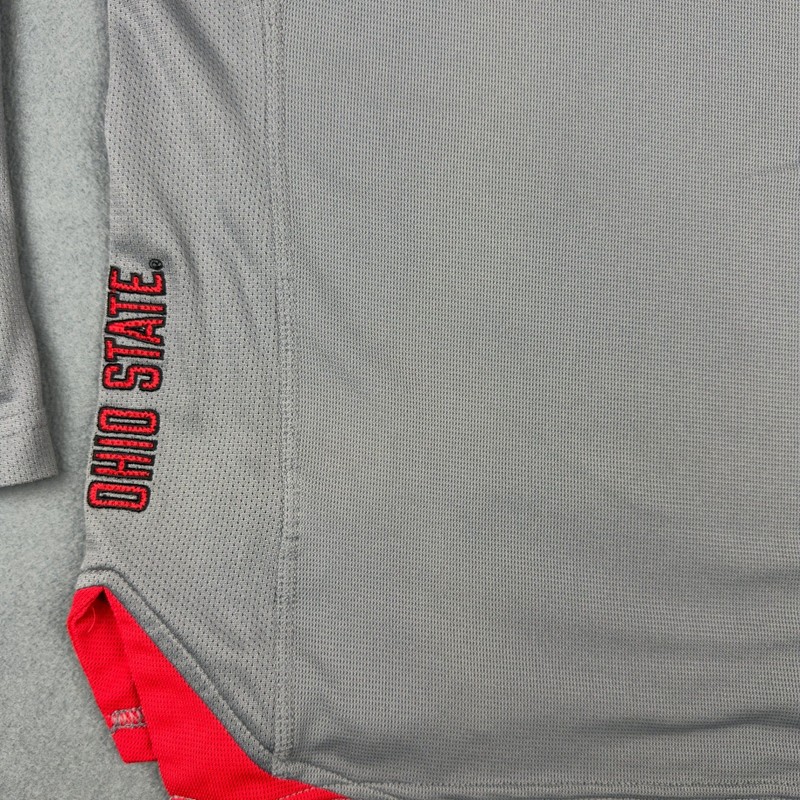 Nike Team Ohio State Buckeyes Gray Red Long Sleeve Training Shirt Mens Large gallery