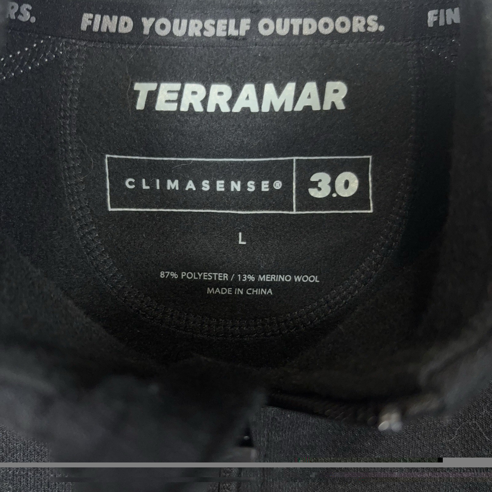 Terramar Climasense Merino Wool Blend Shirt Mens Sz L Black Baselayer Zip Pocket gallery