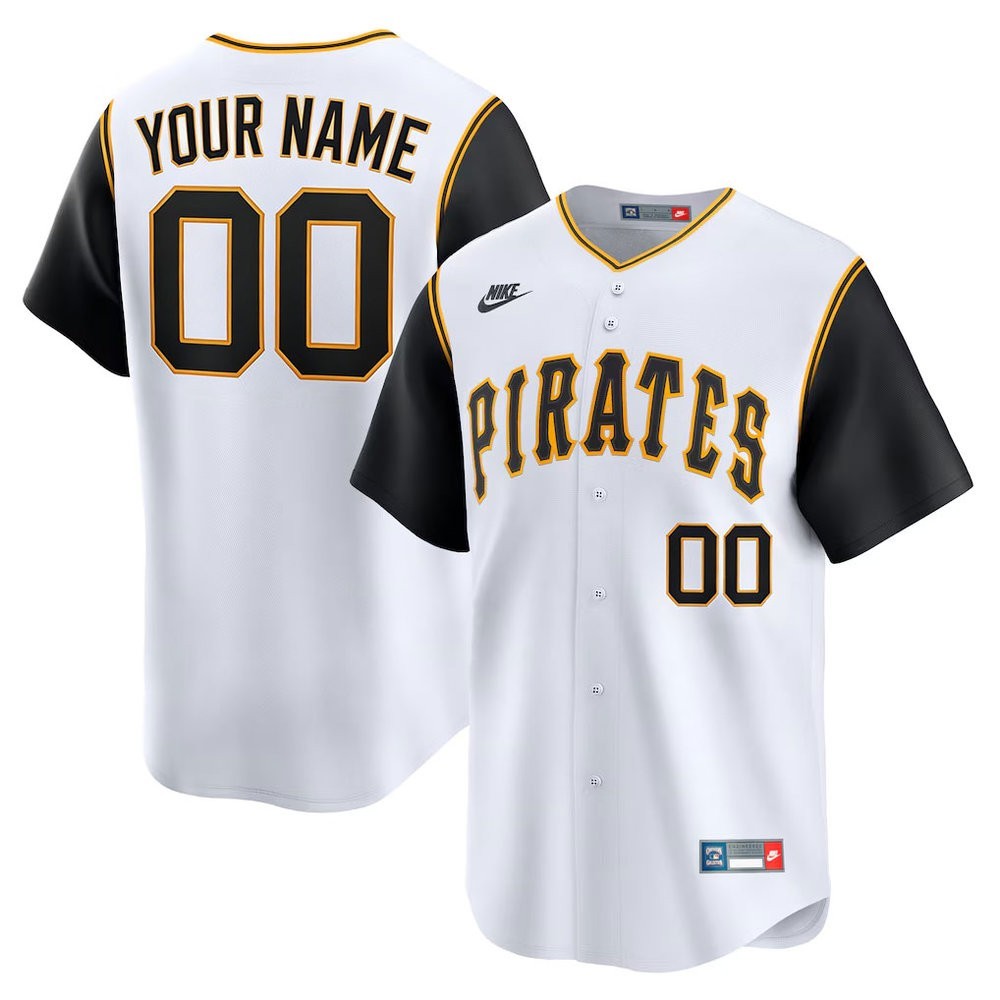 Custom Nike MLB Pittsburgh Pirates Cooperstown Collection Stitched White Jersey gallery
