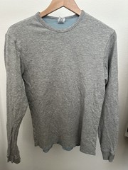Vintage Gap Athletic Fit Men’s Long Sleeve Shirt Large Gray Crew Neck (Size Medi