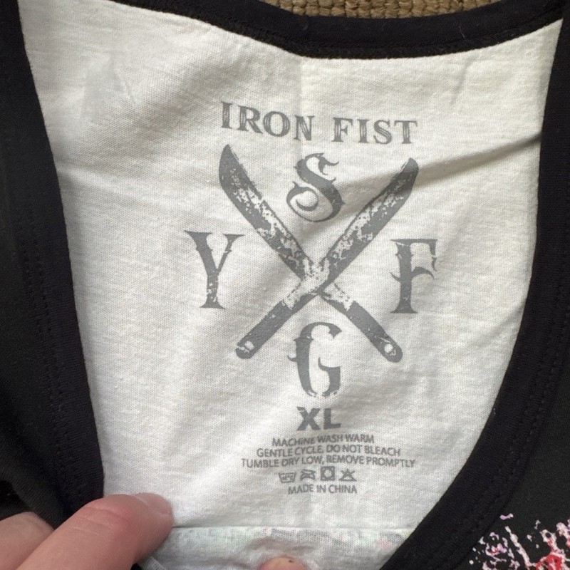 Iron Fist Men's Graphic Print Tank Top Black/White XL Round Neck Cotton gallery