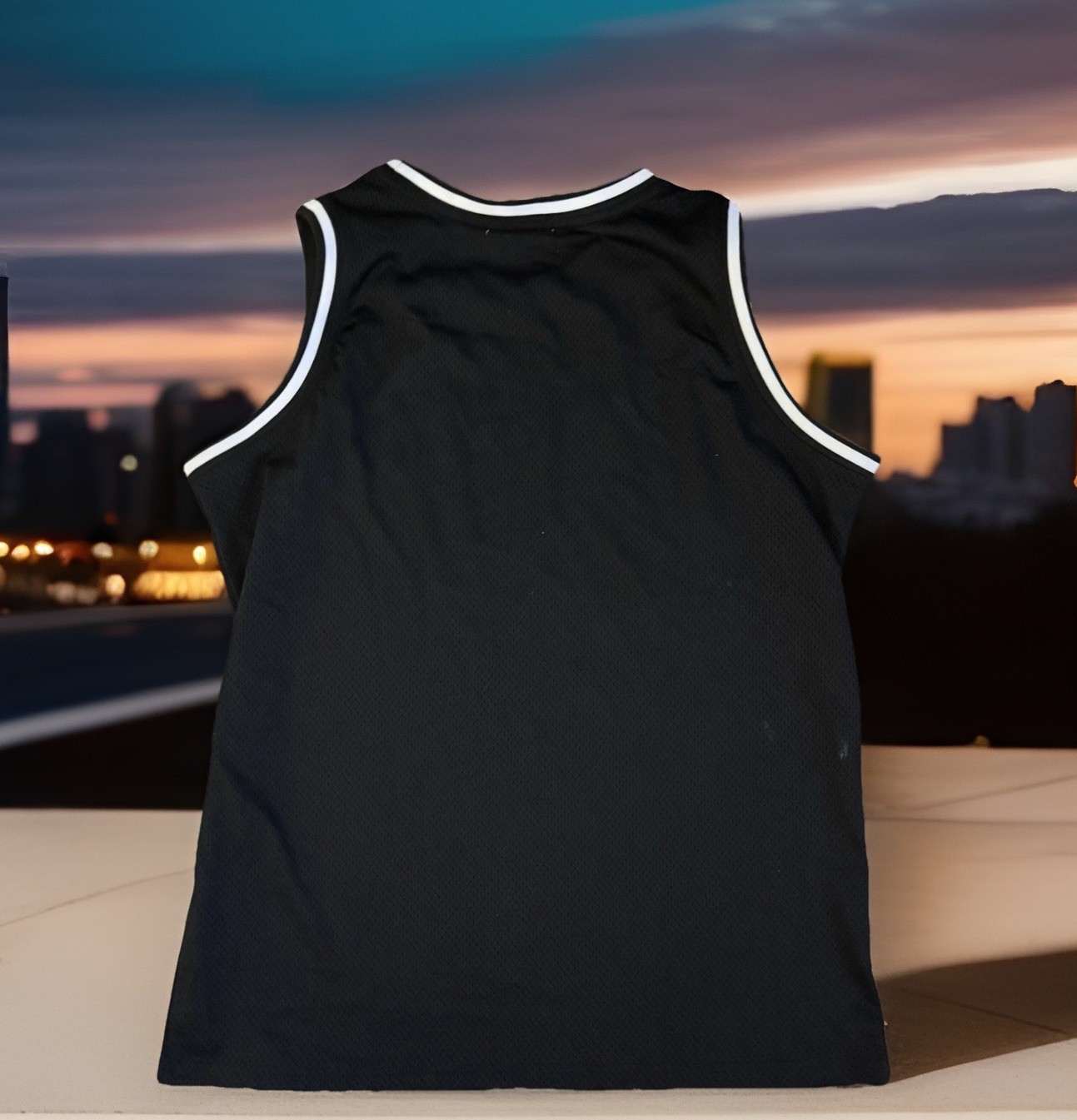 bLAnk. company Men's Black Mesh Sleeveless Jersey Tank Top L Graphic Print gallery