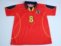 Spain Vintage 1990s Football Shirt #8 Luis Enrique Red Mens M