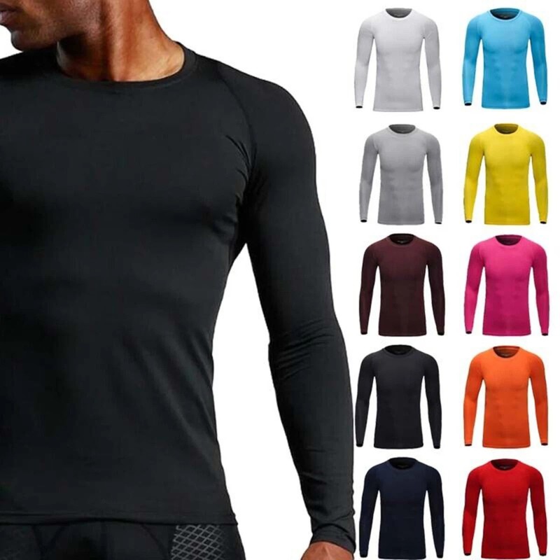 Mens Long Sleeve Compression Base Layer Undershirt Quick Dry T-Shirt Sports Tops gallery