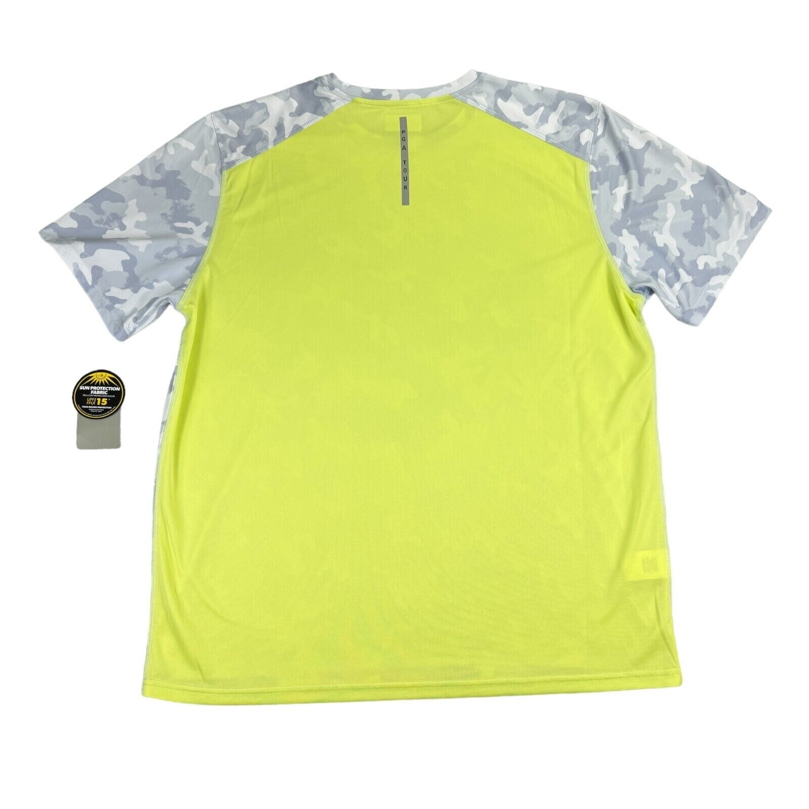PGA Tour Mens Performance Camo Short Sleeve Golf T-Shirt Gray Yellow, M gallery
