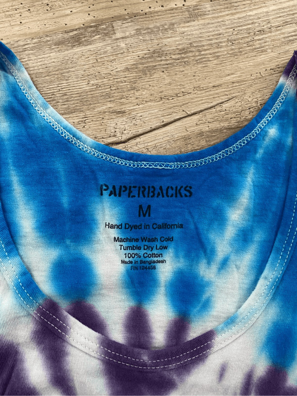 Original Paperbacks Tie Dye Tank Top Blue Purple Spiral Mens Size Medium gallery