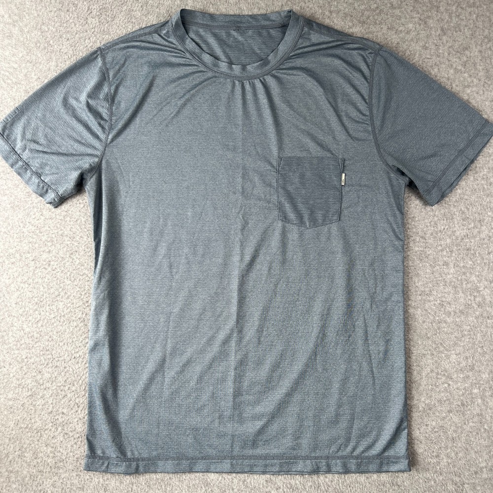 Vuori Tradewind Pocket Tee Lightweight Performance Stretch Medium Mens Blue Gym
