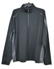 Sportek Mens Black Long Raglan Sleeve Stretch 1/2-Zip Colorblock Pullover M