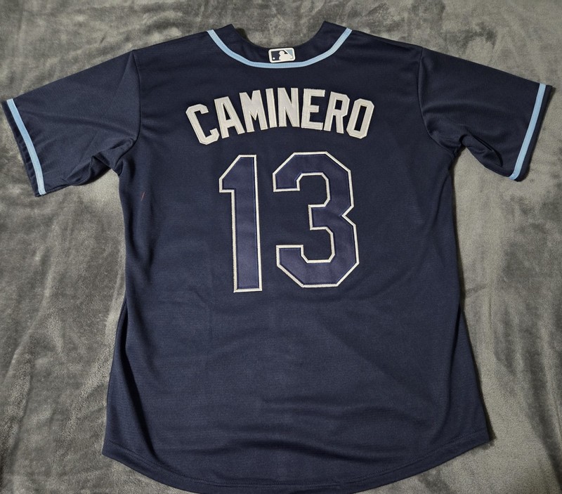 Fast Free Shipping! Small Junior Caminero Tampa Bay Rays Stitched Jersey 13 gallery