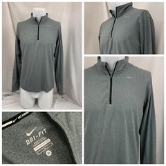 Nike 1/4 Zip Pullover M Gray Running Long Sleeve Polyester Stretch YGI V1-447