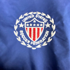 USA Soccer Vintage Mens Jacket Medium 90s Oversized Navy Pullover Windbreaker