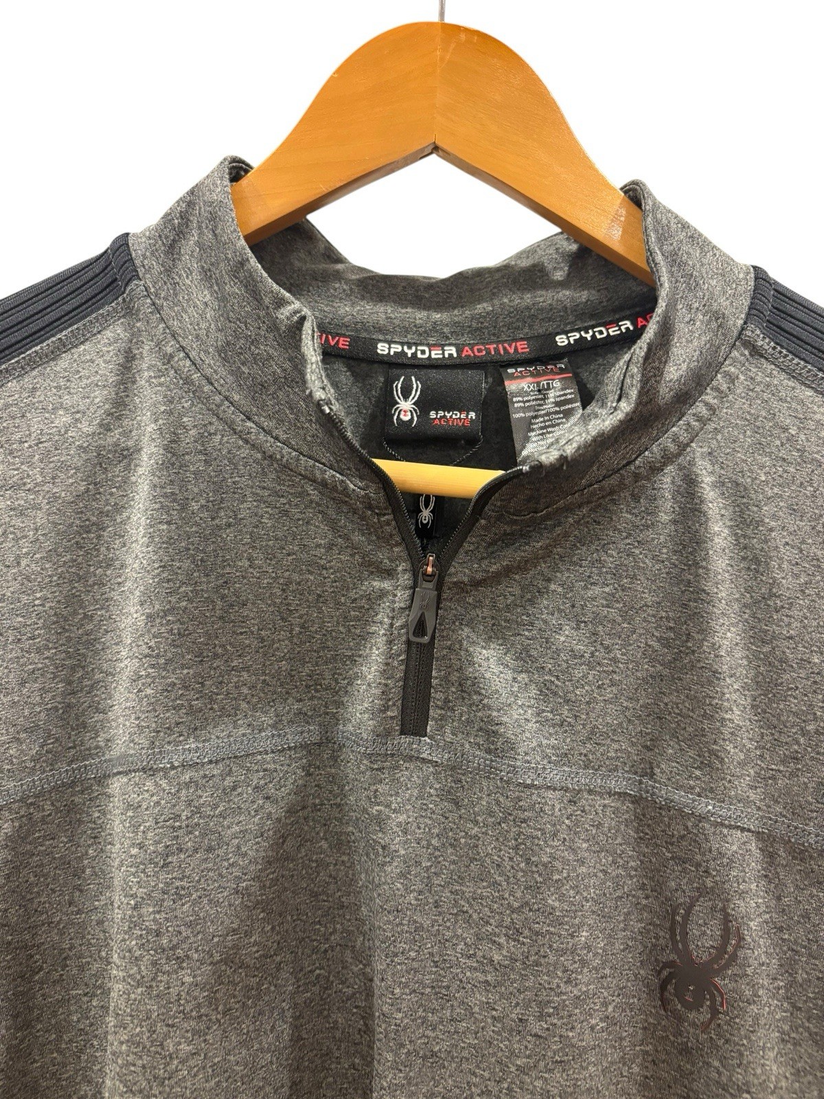 Spyder Active Men's Pullover 1/4 Zip Mock Neck Poly/Spandex XXL Gray gallery
