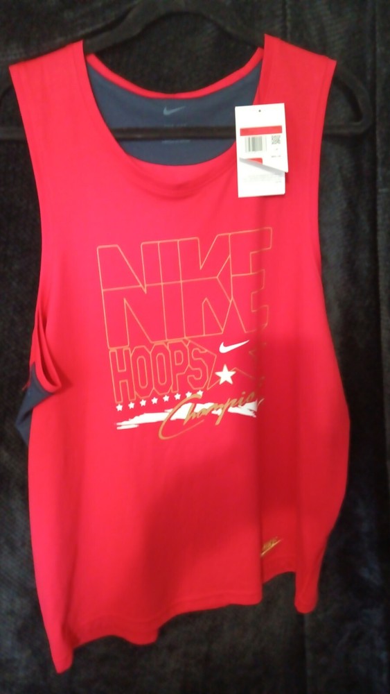 Nike Mens Tank Hoops Champions Versatile Red Dri-Fit Primary Size L