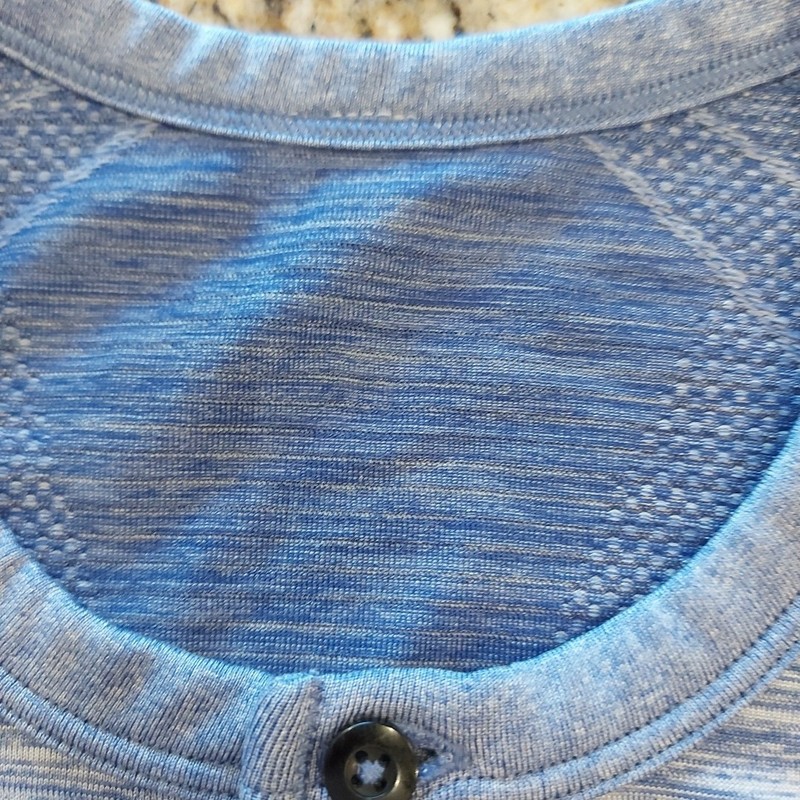 Lululemon Men's LS 3 Button Henley Shirt Blue Heather Casual Athleisure Size XL gallery