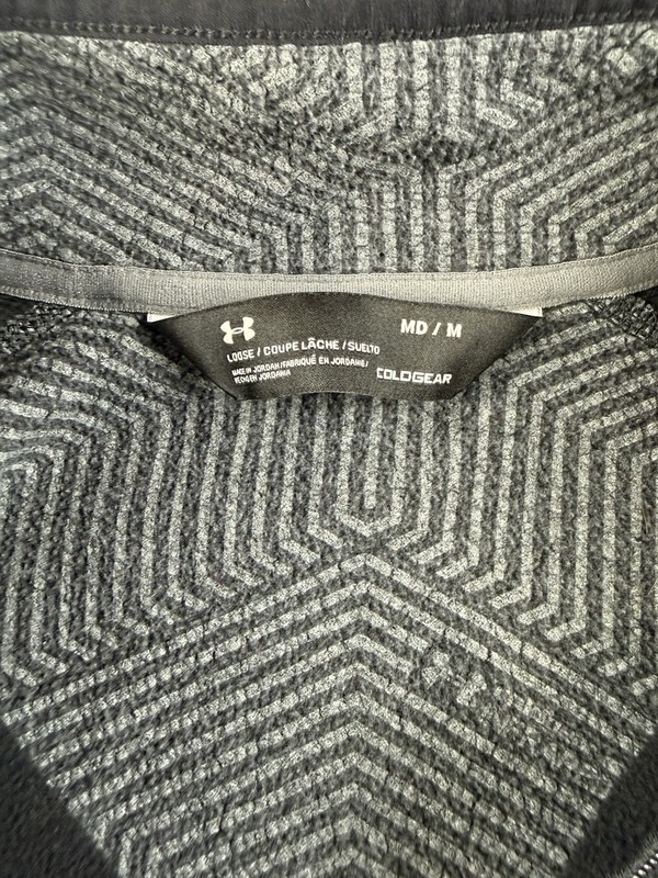 Under Armour ColdGear Men's M Gray Black 1/4 Zip Mock Neck LS Pullover Loose gallery