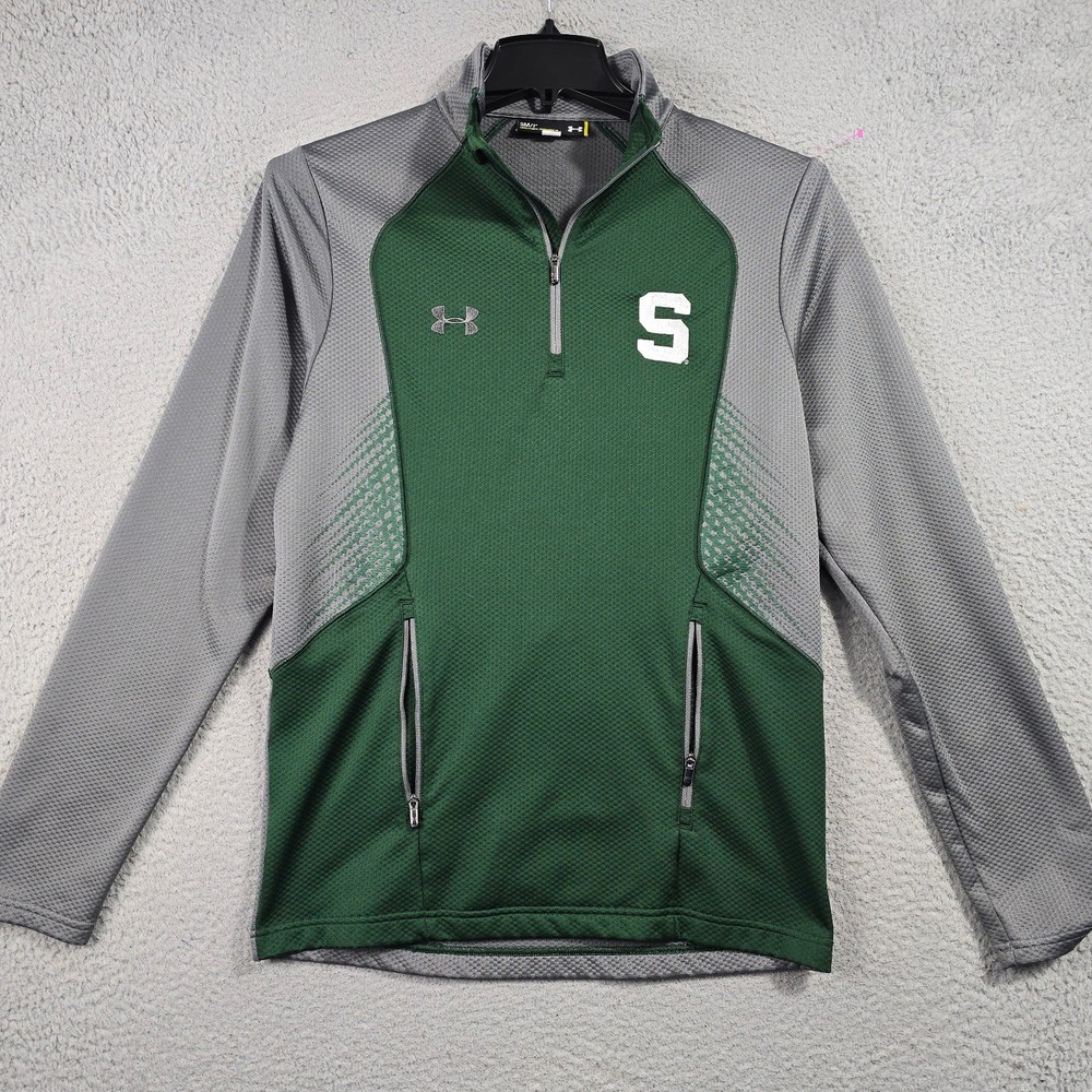 Under Armour Michigan State 1/4 Zip Fleece Mens Small Green MSU Spartans NWT
