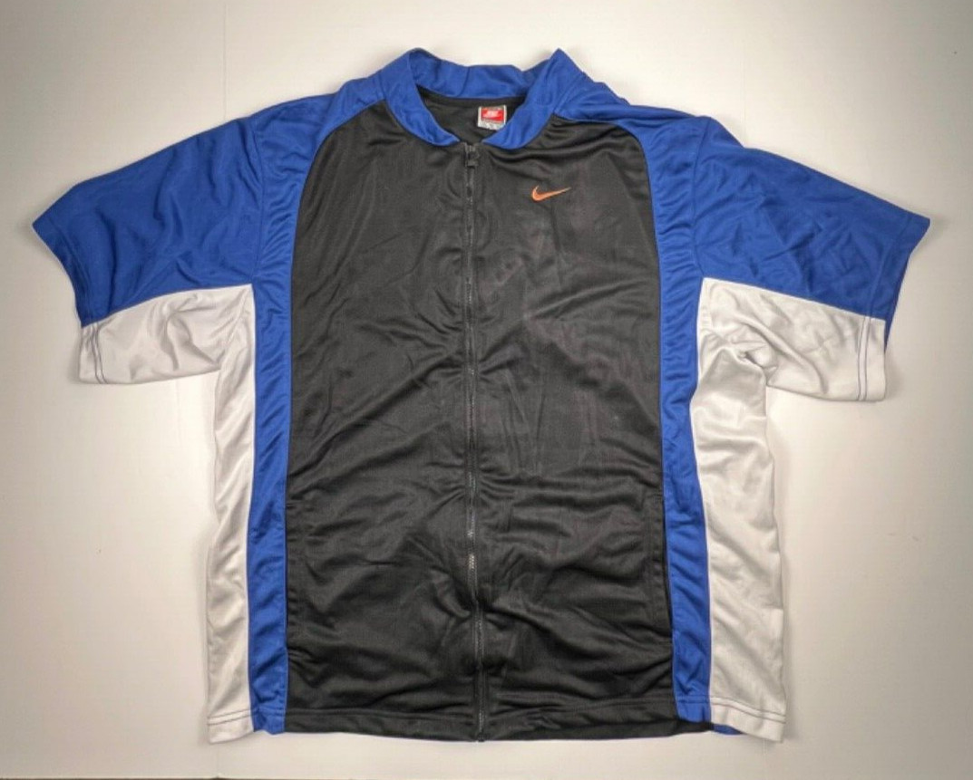 Nike Team Sports Shirt Mens XL Blue Full Zip Swoosh Basketball Red Tag Vintage gallery
