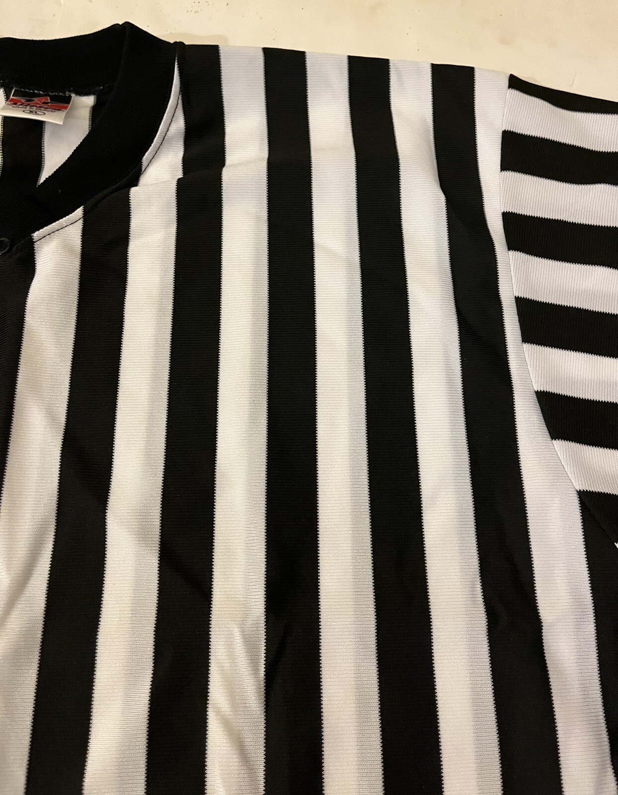 Alleson Athletic Referee Short Sleeve Shirt Black White Stripe Size XL gallery