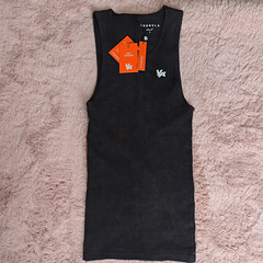 YoungLA Men’s Logo Tank Top Round Neck Stretch Athletic Fit Black Size S