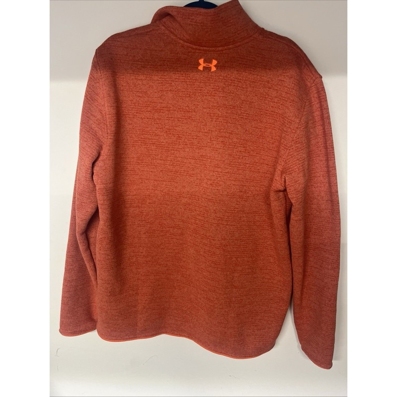 Under Armour Sunset Orange Heather Fleece Pullover XL Snap Mock Neck Pocket gallery