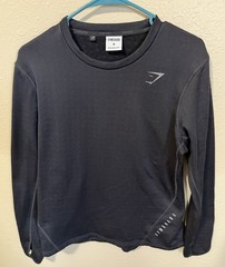 Mens Gymshark Long Sleeve Shirt with Thumb Holes – Black Size Medium