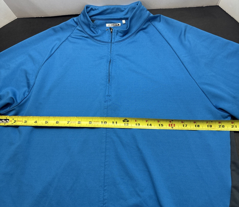 Men's ADIDAS ClimaWarm 1/4 Zip Pullover L AQUA BLUE & Black w/Adidas & Golf Logo gallery