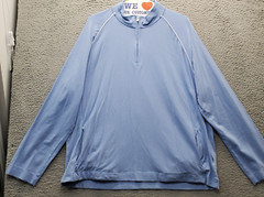 Van Heusen Activewear Shirt Mens 2XL Blue Cotton Regular Fit Stretch 1/4 Zip