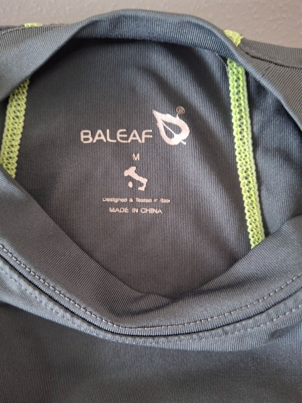 Baleaf Athletic Shirt Mens M Gray Running Gym Moisture Wicking Tee gallery