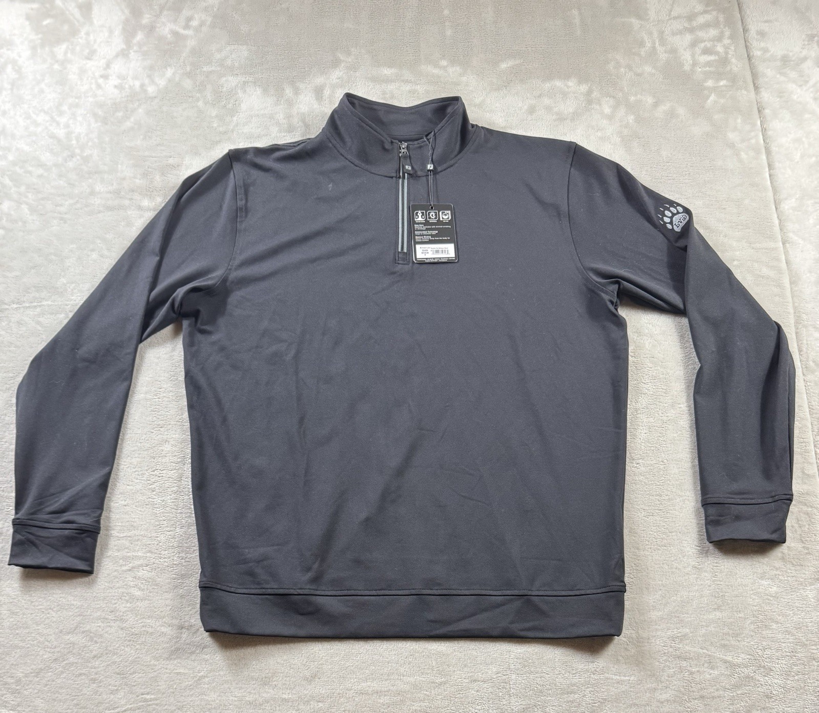Footjoy Black Mid Layer Mens Medium Quarter Zip Pullover Performance Golf NWT* gallery